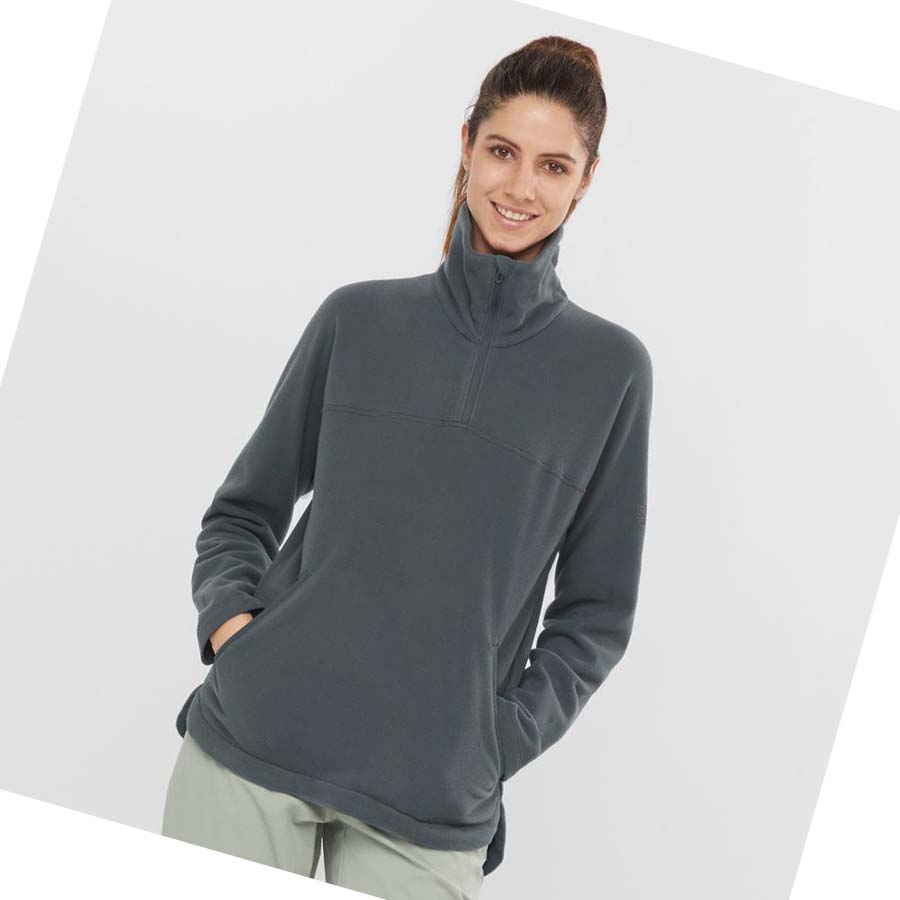 Salomon ESSENTIAL COSY FLEECE Kadın Kapüşonlu Sweatshirt Gri | TR 2519XYU